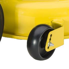 Mower wheels are double-captured