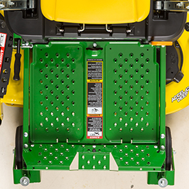 Footrest easily removed for access to mower (Z335E shown)