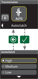 AutoClutch feature settings in cornerpost display