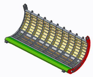 Sectional concave with small-grain inserts